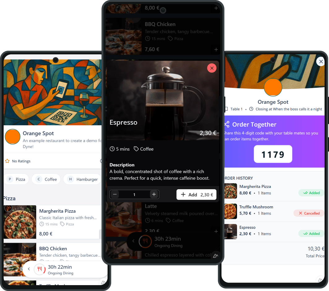 Mobile ordering screens